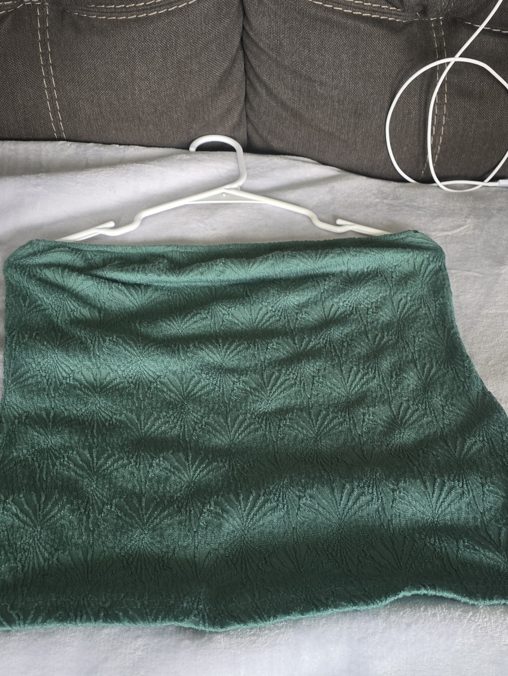 Textured Dark Green Strapless Tube Top